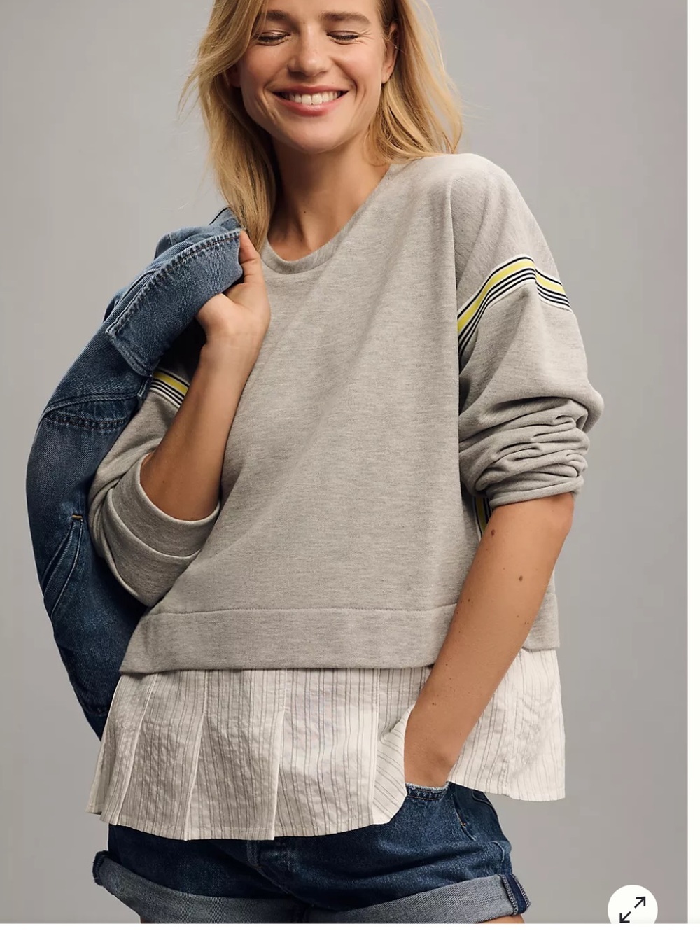 Anthropology Maeve Stripe Tape Twofer Blouse S